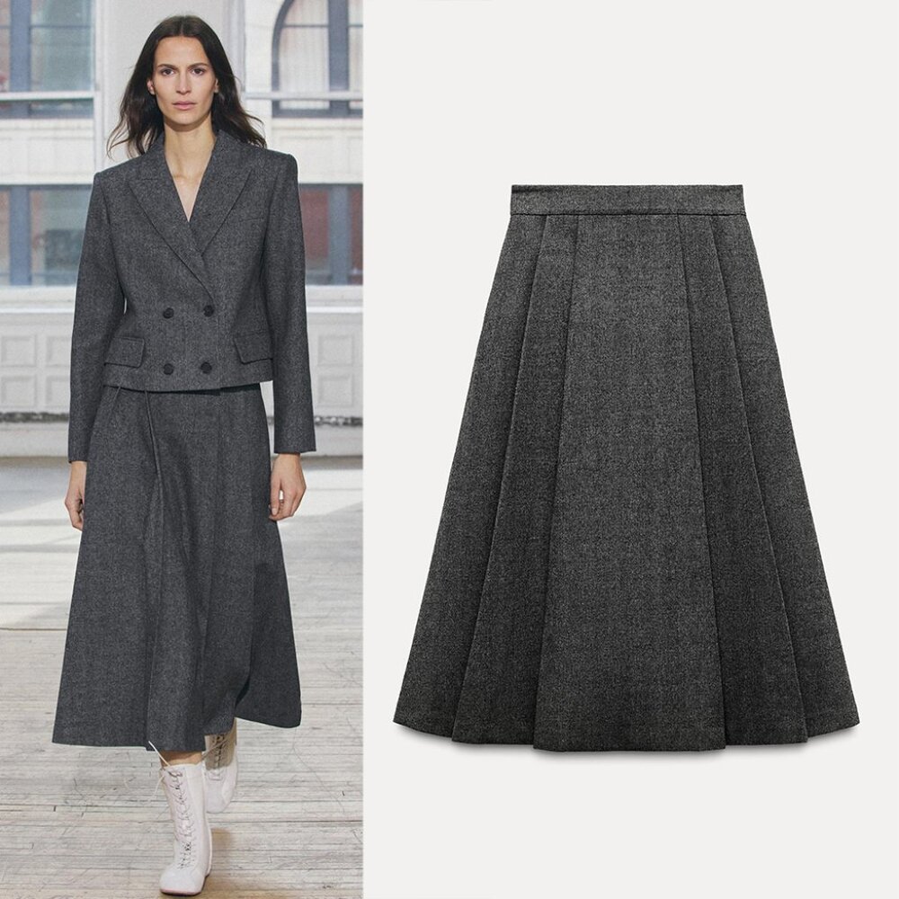 NEW ZARA box pleat midi skirt 2731